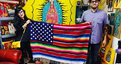 Mexican American Artist Makes Zarape Flags To Celebrate Her Two Cultures